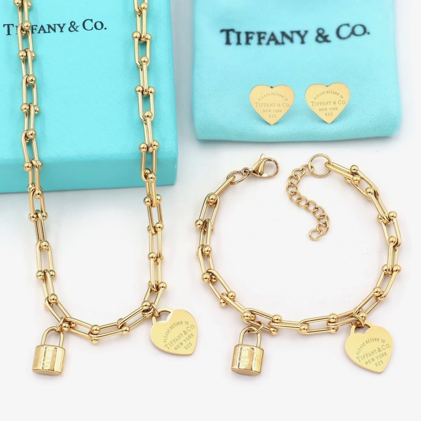 Luxury 18k Gold Plated Stainless Steel T&C 3Piece Set Gold
