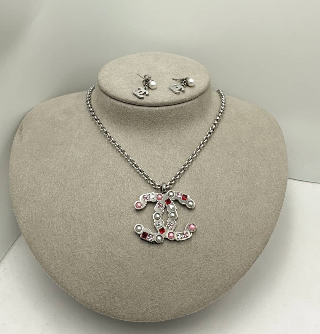 Luxury 18K Gold Plated Stainless Steel CC 2 Piece set Silver&Pink