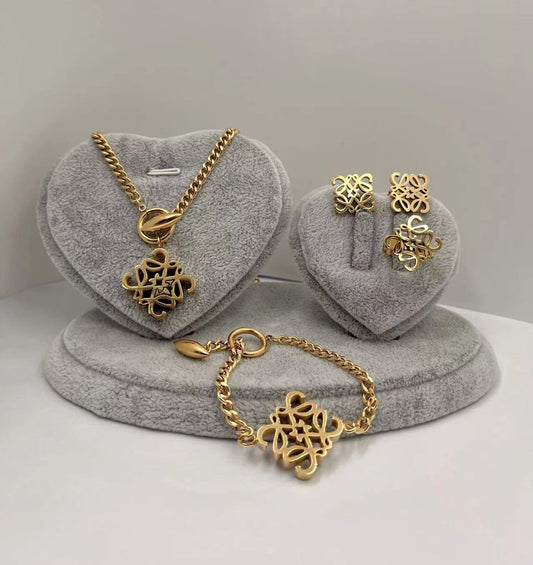 Luxury 18k Gold Plated Stainless Steel 4Piece Set LW Gold