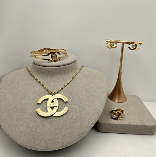 Luxury 18k Gold Plated Stainless Steel CC 4Piece Sets Gold