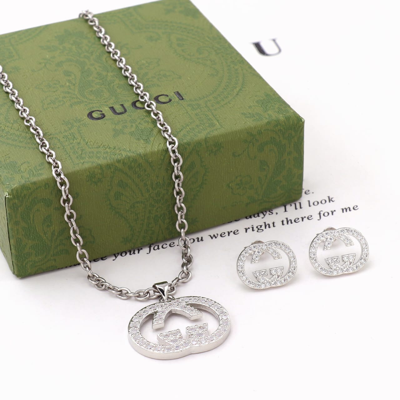 Luxury 18k Gold Plated Stainless Steel GG 2 Piece Sets Silver